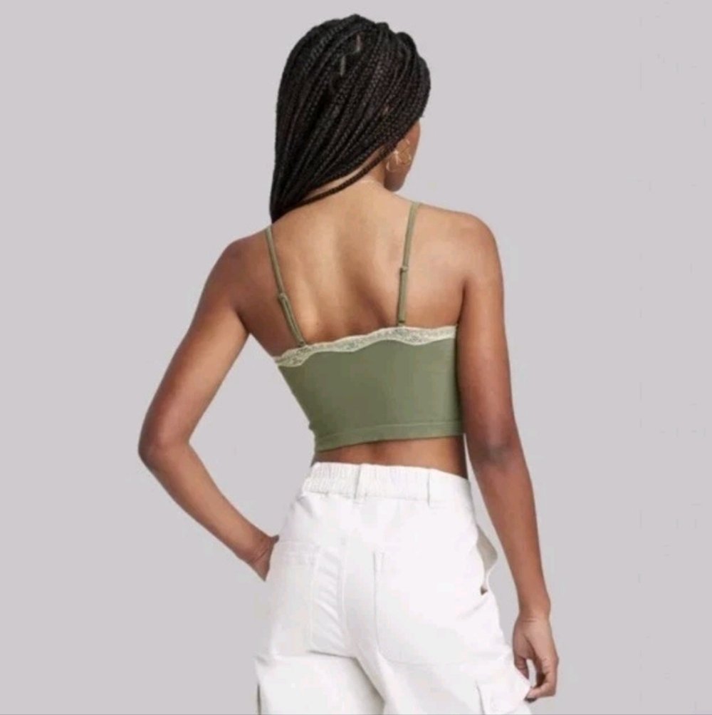Women's Lace Trim Seamless Tank Top - Wild Fable Green XXL - Picture 3 of 12